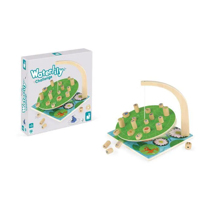 juego de habilidad Waterlily Challenge estimula la paciencia y el equilibrio en familia